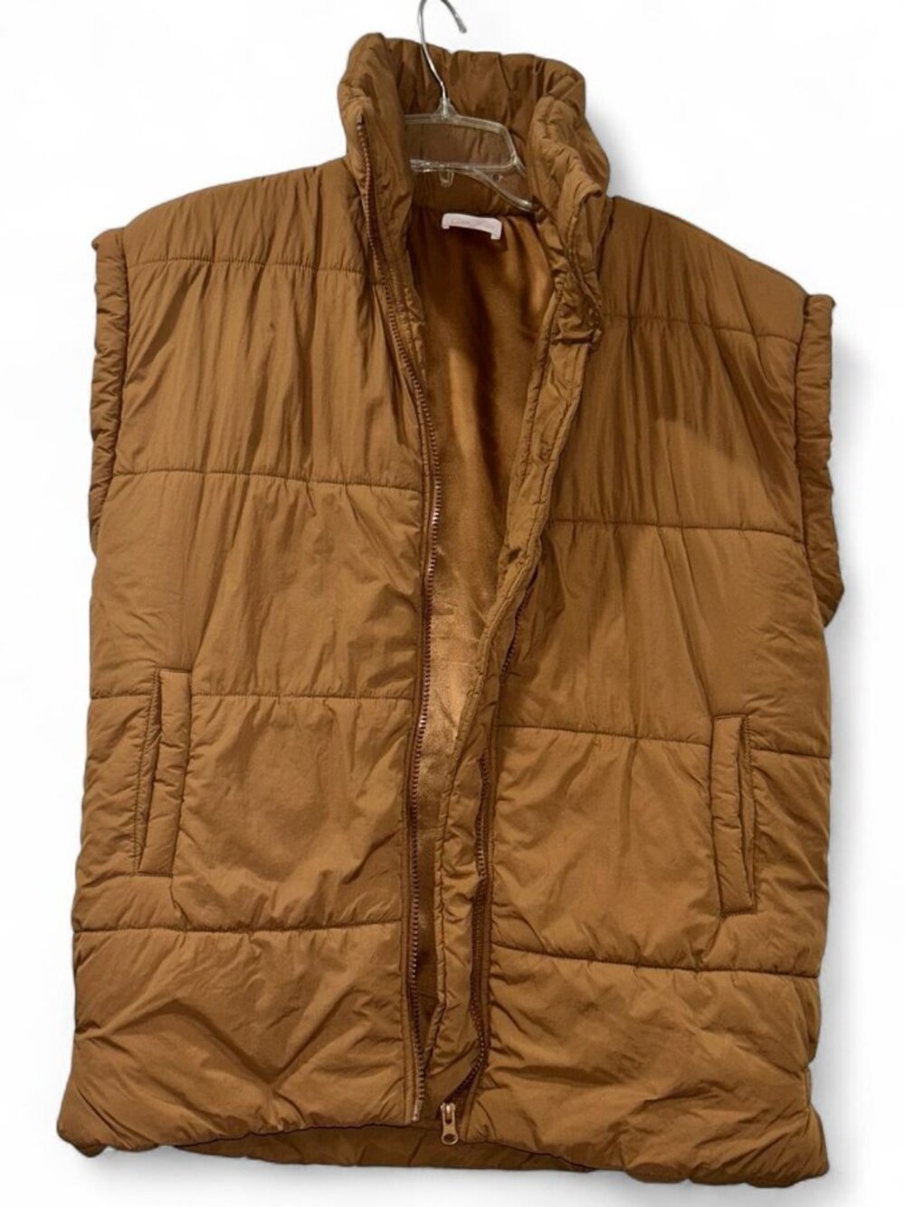 Pink Lily Tan Puffer Vest Women's XS